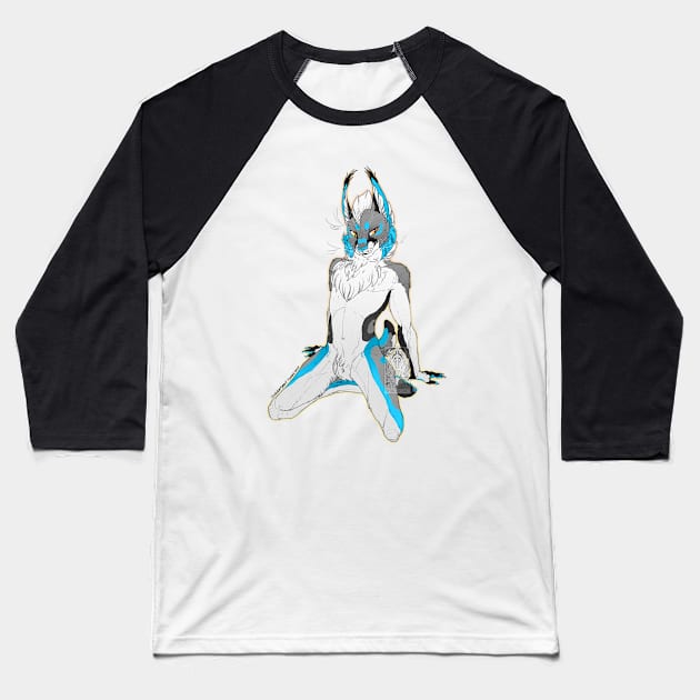 Sabotage Lynx Sitting Baseball T-Shirt by TwilightSaint